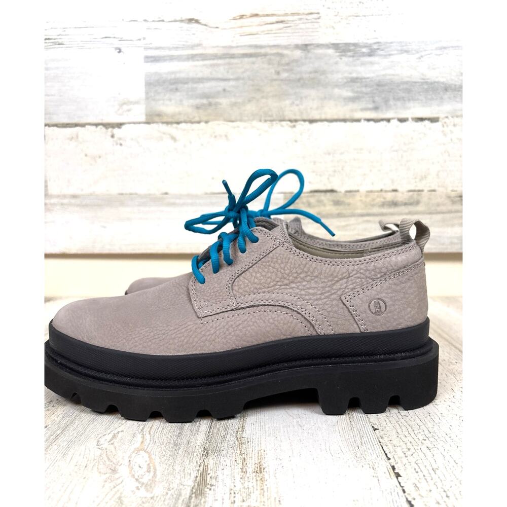 Clarks Mens 9 Gray Badell Lace Nubuck Chunky Platform Leather Loafers Platform